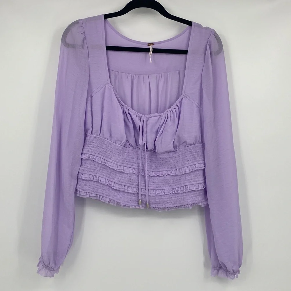 Free People Lilac Solid Lolita Blouse